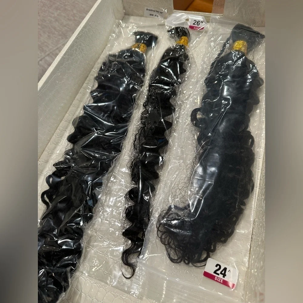 30”‎ 26” 24” Wet & Wavy Water Wave Human Hair Nat Black #1B Braiding 250g #QB8